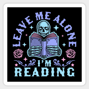 Leave Me Alone I'm Reading - Skeleton Reading Book Halloween Sticker